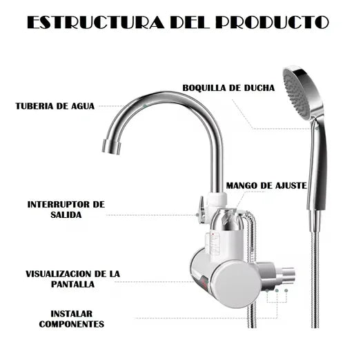 Grifo Lavaplatos Eléctrico Agua Caliente