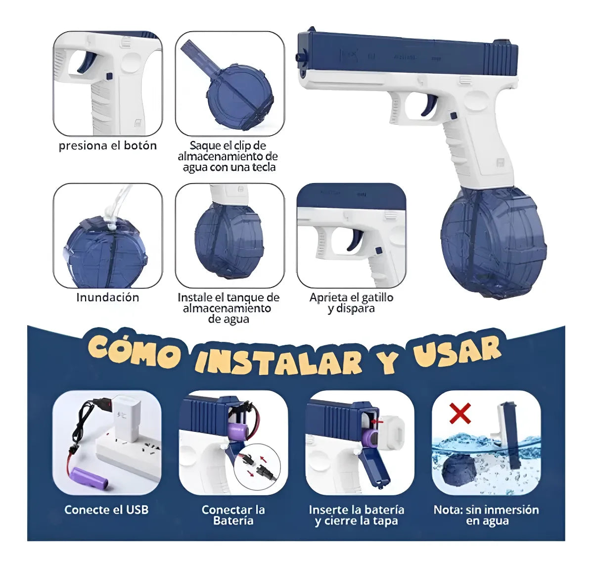 Pistola de agua recargable